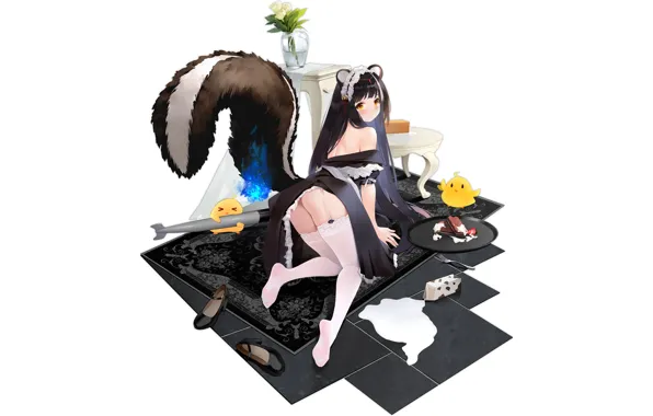 Girl, sexy, ass, thighhighs, long hair, dress, anime, beautiful