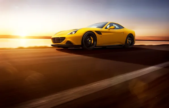 Картинка Ferrari, Speed, Front, Sun, Yellow, Supercar, Rosso, Novitec