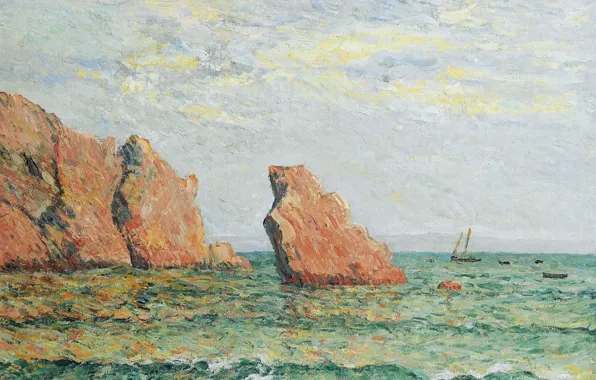 Картина, морской пейзаж, 1900, Maxime Maufra, Максим Мофра, Lonely Rock at Morgat