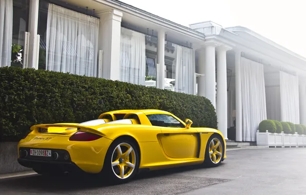 Картинка желтый, дом, Porsche, house, порше, yellow, carrera