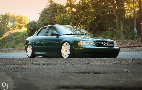 Картинка Audi, green, ауди, перед, зеленая, stance