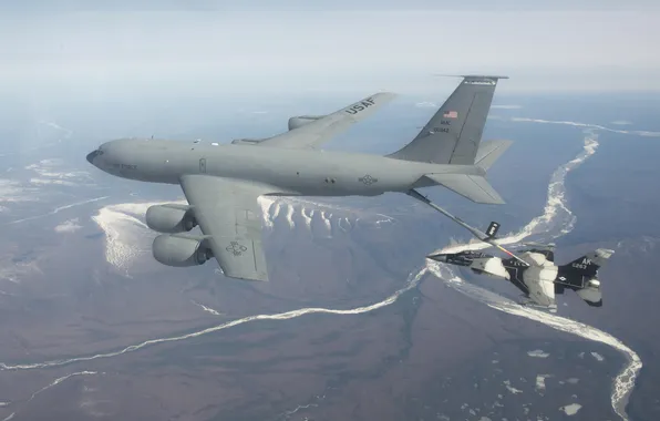 Картинка F-16, Fighting Falcon, дозаправка, KC-135, Stratotanker