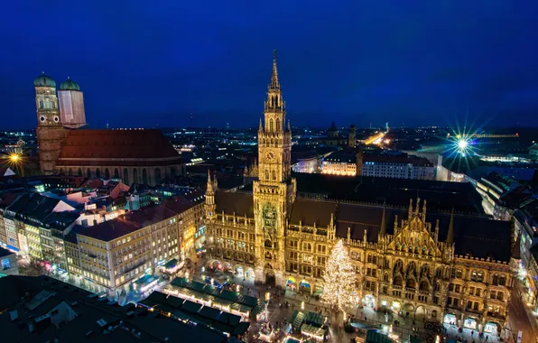 Картинка фото, Дома, Ночь, Город, Германия, Munich