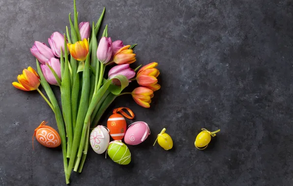 Картинка цветы, colorful, Пасха, тюльпаны, happy, pink, flowers, tulips