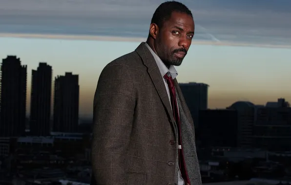 Фон, портрет, костюм, актёр, ночной город, Idris Elba, Идрис Эльба