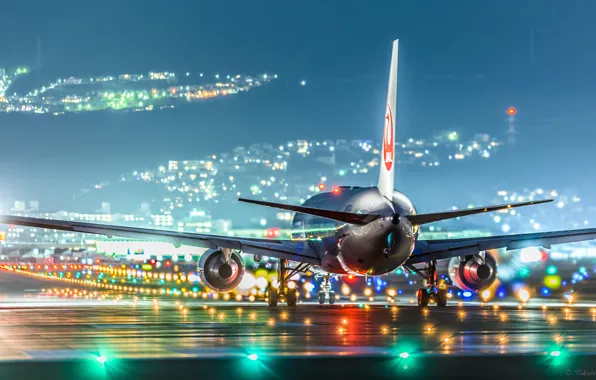 Самолёт, взлётная полоса, JAL