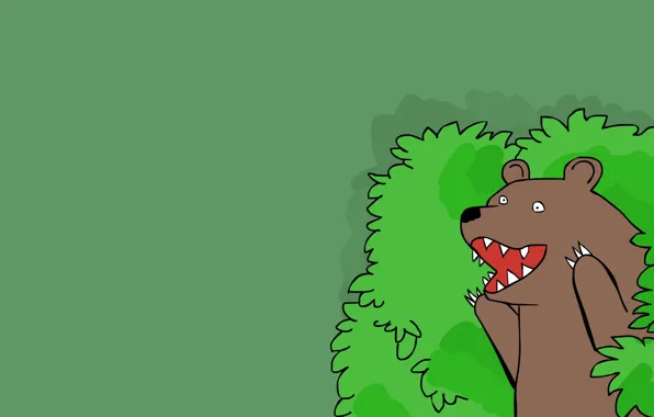 Картинка зелень, лес, медведь, крик, комикс, шаблон