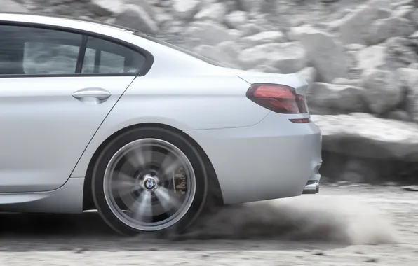 Картинка BMW, silver, dust, speed, back, gran coupe