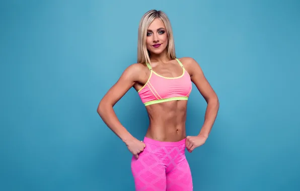 Blonde, pose, fitness, abs