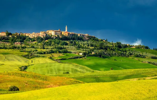 Поля, простор, Италия, луга, Тоскана, Tuscany
