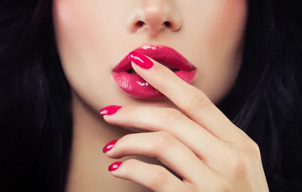Картинка woman, lips, fingers