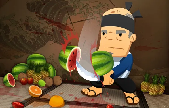 Картинка меч, фрукты, Fruit Ninja