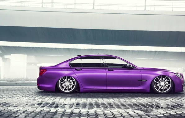 Картинка BMW, German, Car, Purple, Color, Side, 7 Series, Vossen