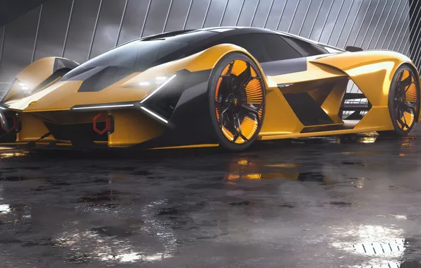 Рендеринг, Lamborghini, суперкар, вид спереди, Terzo Millennio