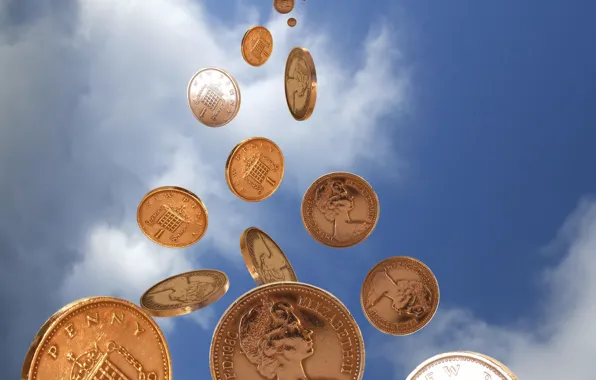 Картинка небо, монеты, деньги