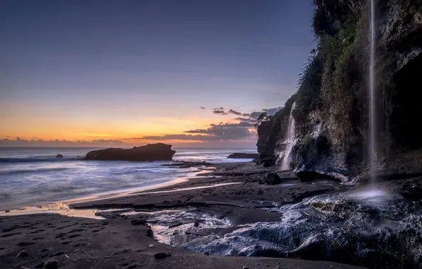 Картинка море, пейзаж, водопад