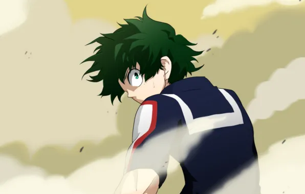 Взгляд, пыль, парень, Boku No Hero Academia, Мидория Изуку, Моя Геройская Академия