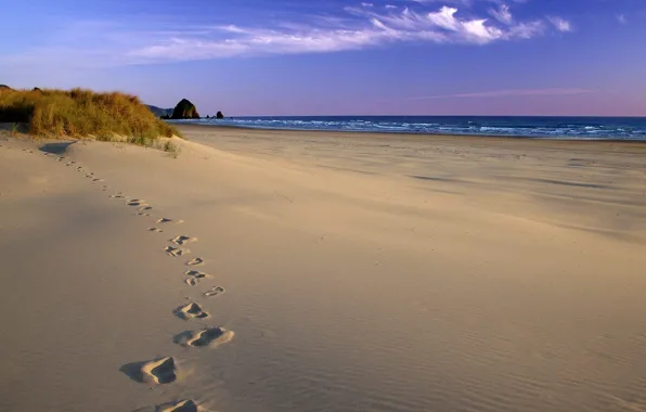 Картинка песок, море, берег, Следы