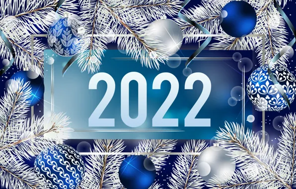 Зима, фон, шары, елка, цифры, Новый год, украшение, new year