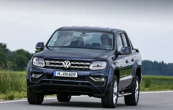 Картинка дорога, Volkswagen, спереди, пикап, Amarok, Highline, Double Cab, 2016