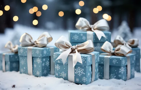Зима, снег, украшения, снежинки, Новый Год, Рождество, подарки, new year