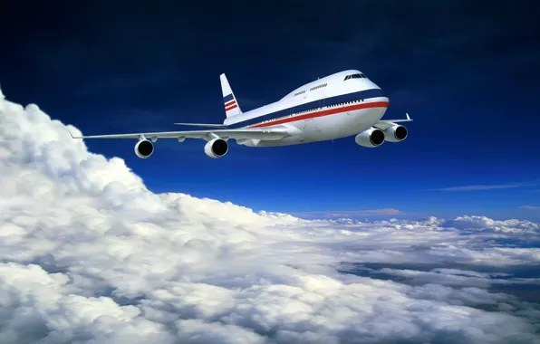 Картинка небо, облака, самолёт