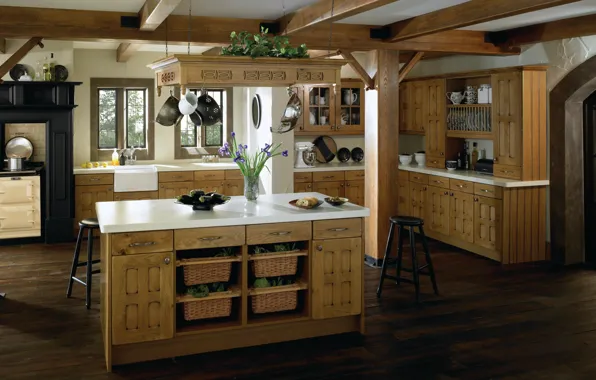 Дизайн, стиль, интерьер, кухня, обеденная зона, traditional oak kitchen