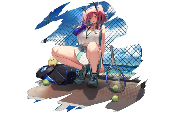 Girl, sexy, cleavage, blouse, pink hair, long hair, boobs, anime