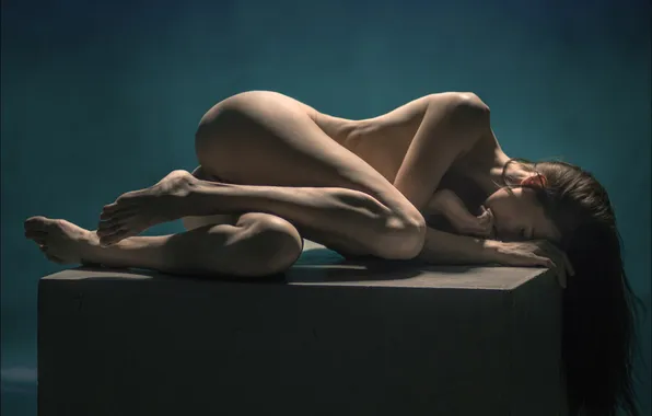 Попка, девушка, свет, секси, голая, куб, ножки, photographer