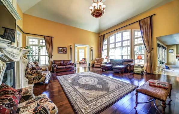 Картинка вилла, интерьер, камин, гостиная, Ontario, Stouffville, Alta Drive