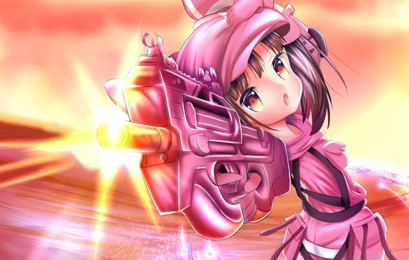Оружие, аниме, девочка, Sword Art Online, Sword Art Online Alternative: Gun Gale Online