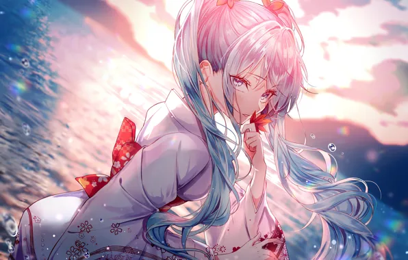 Девушка, Hatsune Miku, Vocaloid, Вокалоид, Хатсуне Мику, розовые волосы