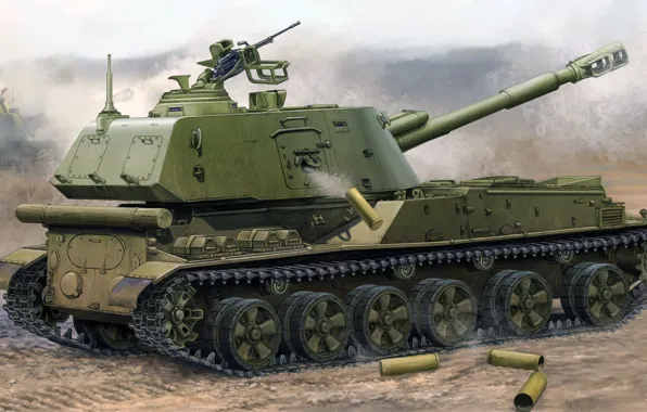 Картинка рисунок, САУ, 2С3, Акация, советская 152-мм дивизионная самоходная гаубица