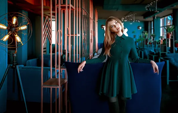 Взгляд, девушка, поза, модель, Екатерина, платье, кафе, Andrey Metelkov