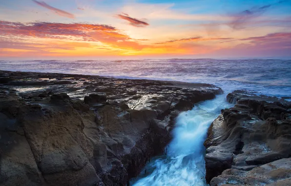 Картинка океан, рассвет, USA, the Oregon Coast