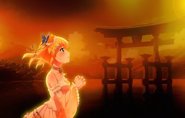 Девушка, слёзы, Wedding Dress, Shrine, Kanon Kougami, Battle Girl High School, Praying