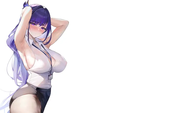 Girl, hot, sexy, boobs, anime, purple, big boobs, babe