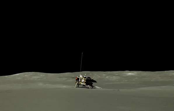 Картинка поверхность, Луна, посадочный модуль, CNSA, lunar rover Yutu-2, луноход Юйту-2, Чанъэ-4, Китайское национальное космическое управление
