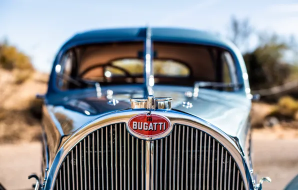 Bugatti, logo, close-up, Bugatti Type 57SC Atlantic, Type 57