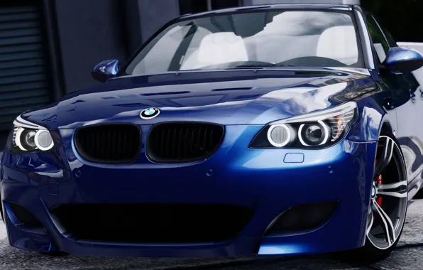 Синий, BMW, E60, GTA 5, 2015