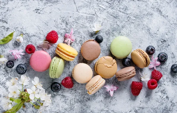 Картинка ягоды, colorful, flowers, fruit, berries, macaroons, macaron, макаруны