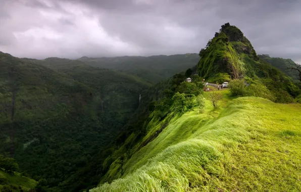 Картинка горы, красота, Индия, простор, India, Махараштра, Maharashtra, Пышный зеленый пейзаж