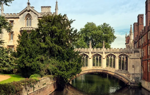 Картинка Мост Вздохов, Великобритания, Кембриджский университет, Saint John's College, Cambridge University, Bridge of Sighs, колледж Сент-Джонс, …
