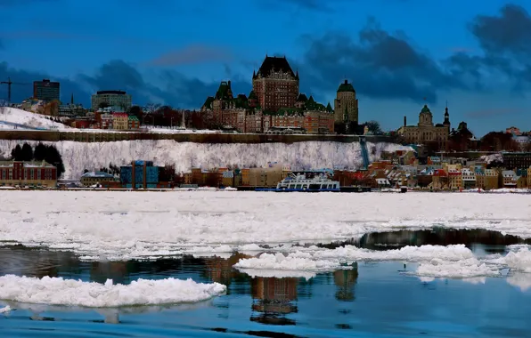 Картинка зима, город, Quebec