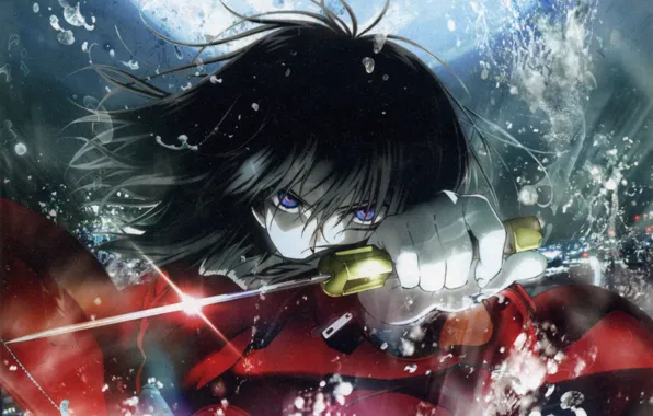 Кинжал, ненависть, решимость, Kara no Kyoukai, сад грешников, злобный взгляд, Shiki Ryougi, the Garden of …