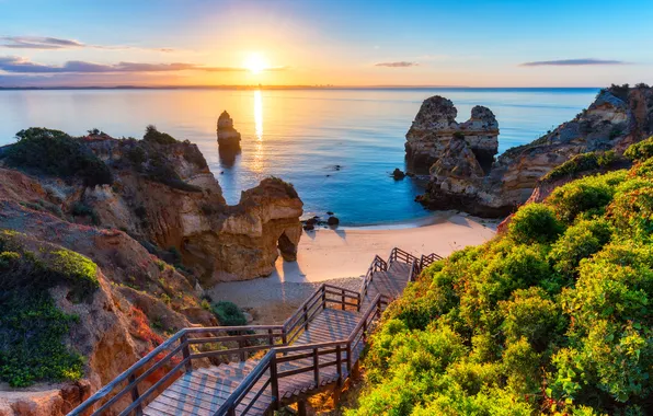 Картинка coast, blue, atlantic, coastline, cliff, algarve, algarve portugal