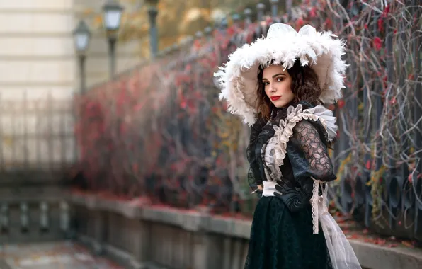 Картинка девушка, шляпа, платье, боке, Tanya Markova
