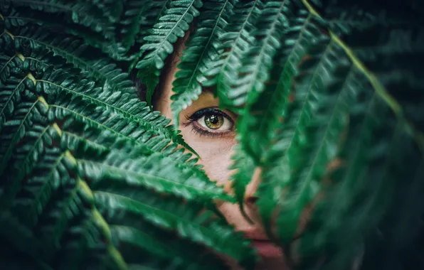 Woman, eye, plant
