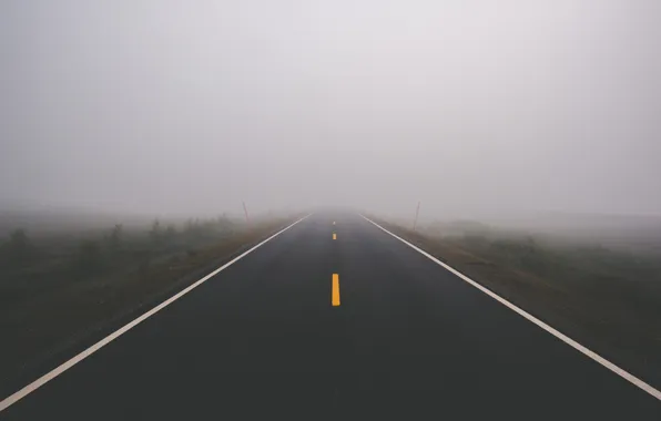 Картинка дорога, поле, туман, загадка
