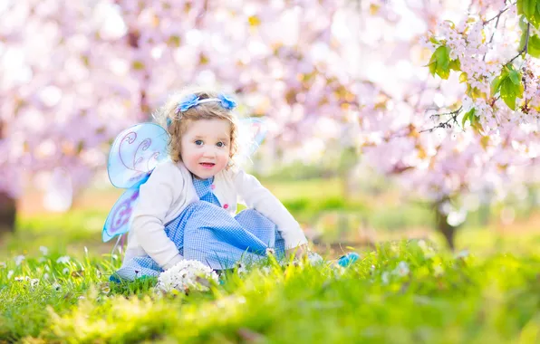 Картинка цветы, ребенок, весна, grass, травка, flowers, spring, baby